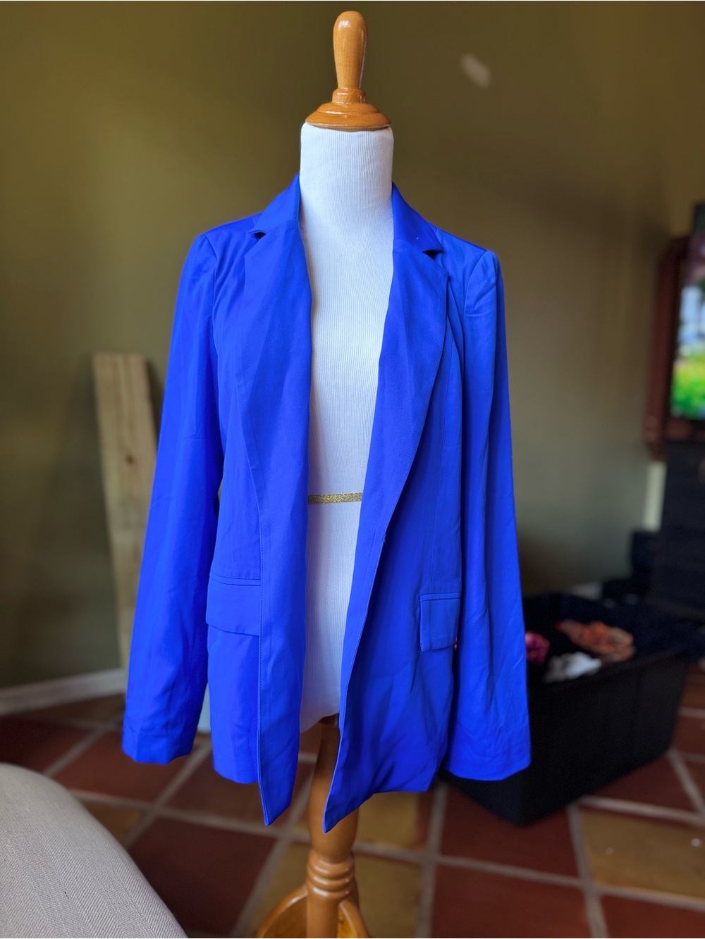 Skies Are Blue Cobalt Open-Front Blazer